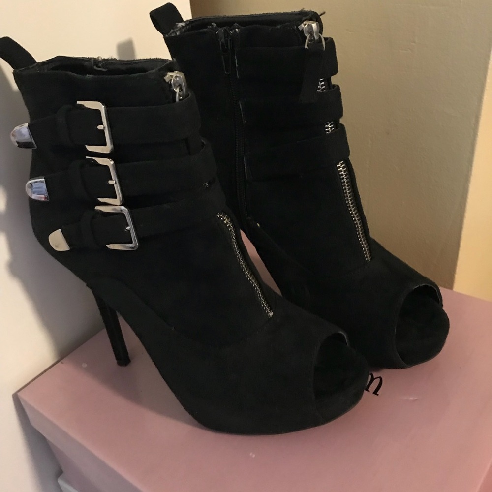 Windsor Black Open Toe Booties